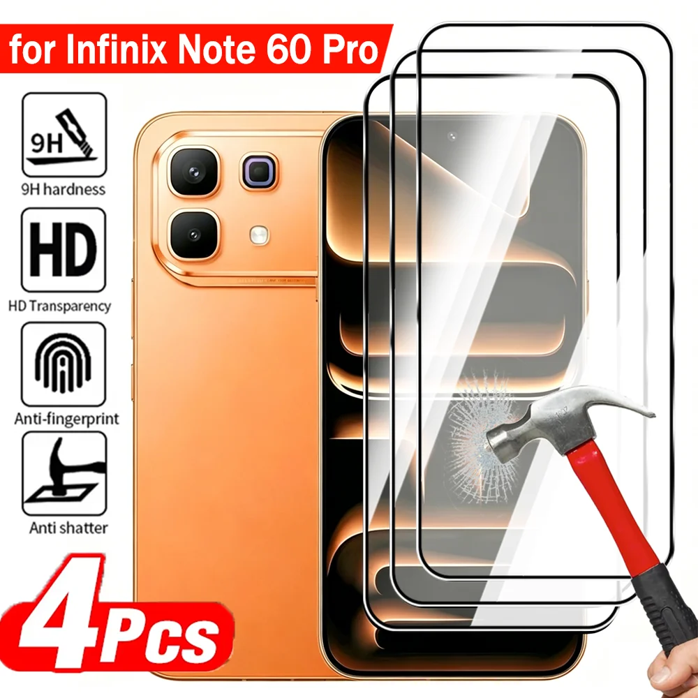 

4-1 шт. защитная пленка из закаленного стекла Ultra HD для Infinix Note 60 Pro, твердость 9H, защита от царапин, ударопрочная защитная пленка