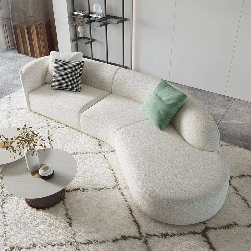 Luxury Modern Modular Berber Fleece Sofa Set Unique Minimalist Design Reclining for Hotel Living Room Wood Fabric Material