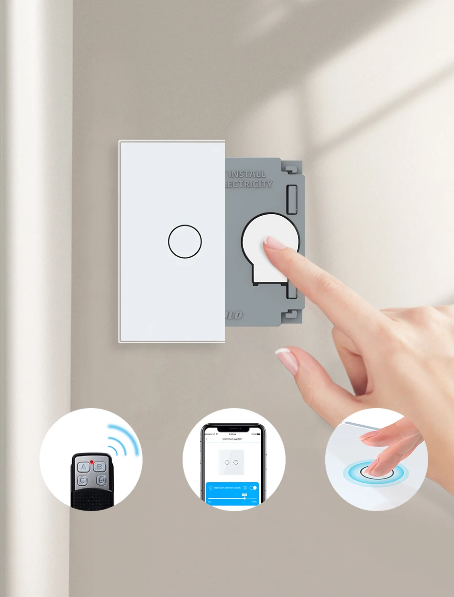 Livolo Base estándar de la UE, CA 220 ~ 250V la Base del interruptor de pantalla táctil de luz de pared, 2 entradas y 1 vía para Smart Life VL-C702