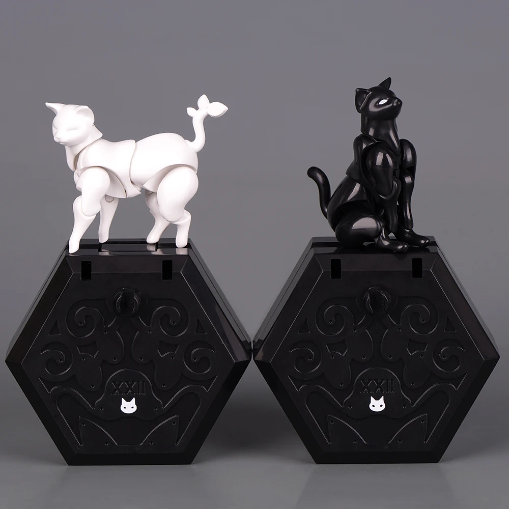 Schwarz-weißes Katzenmodell Hand Haustier Gelenk Actionfigur Anime Charakter Basismodell Bewegliche Gelenke Referenzwerkzeug Spielzeug Geschenk