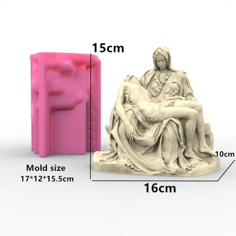 Duży 3D włoski Pieta statua foremka na świece biust silikonowe formy grecki Art Man rzeźba wosk narzędzie Tabletop Ornament żywica formy