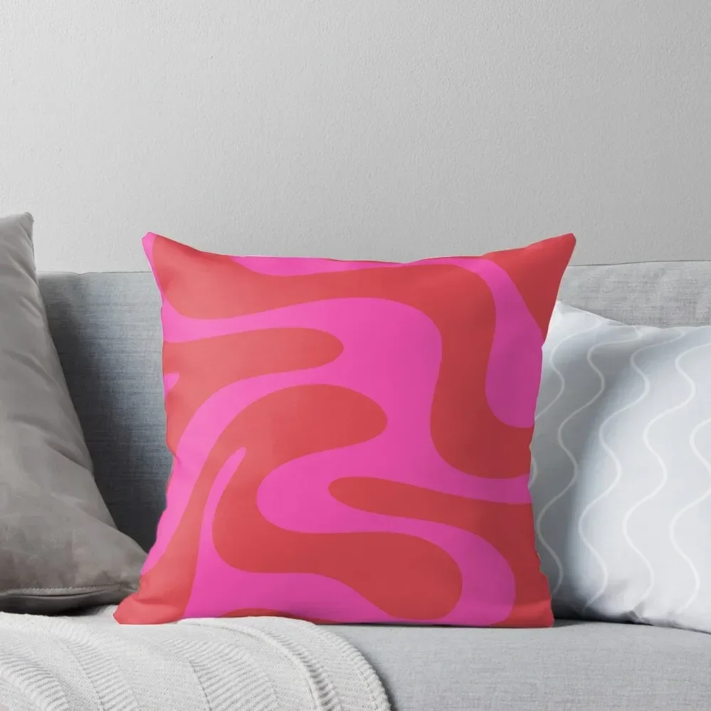 Swirly Bright Magenta Pink Fuchsia Red Retro Modern Abstract Throw Pillow Luxury Cushion Cover Throw Pillow pillow