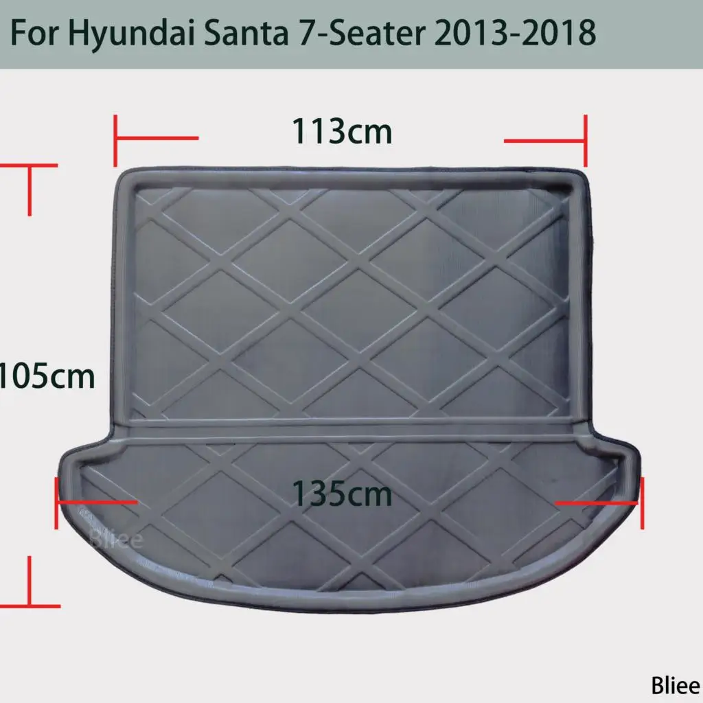 For Hyundai Santa Fe 7 Seater 2013 2014 2015 2016 2017 2018 Car Rear Trunk Mat Tailored Cargo Liner Boot Floor Tray Carpet 3D