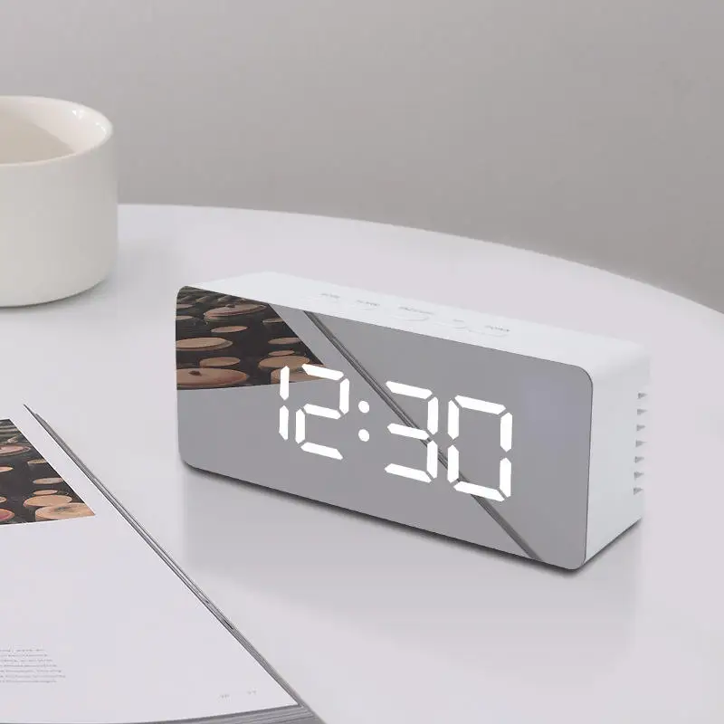 Digital Alarm Clock LED Electronic Desktop Clock with Temperature for Bedroom Home Office Teens Kids