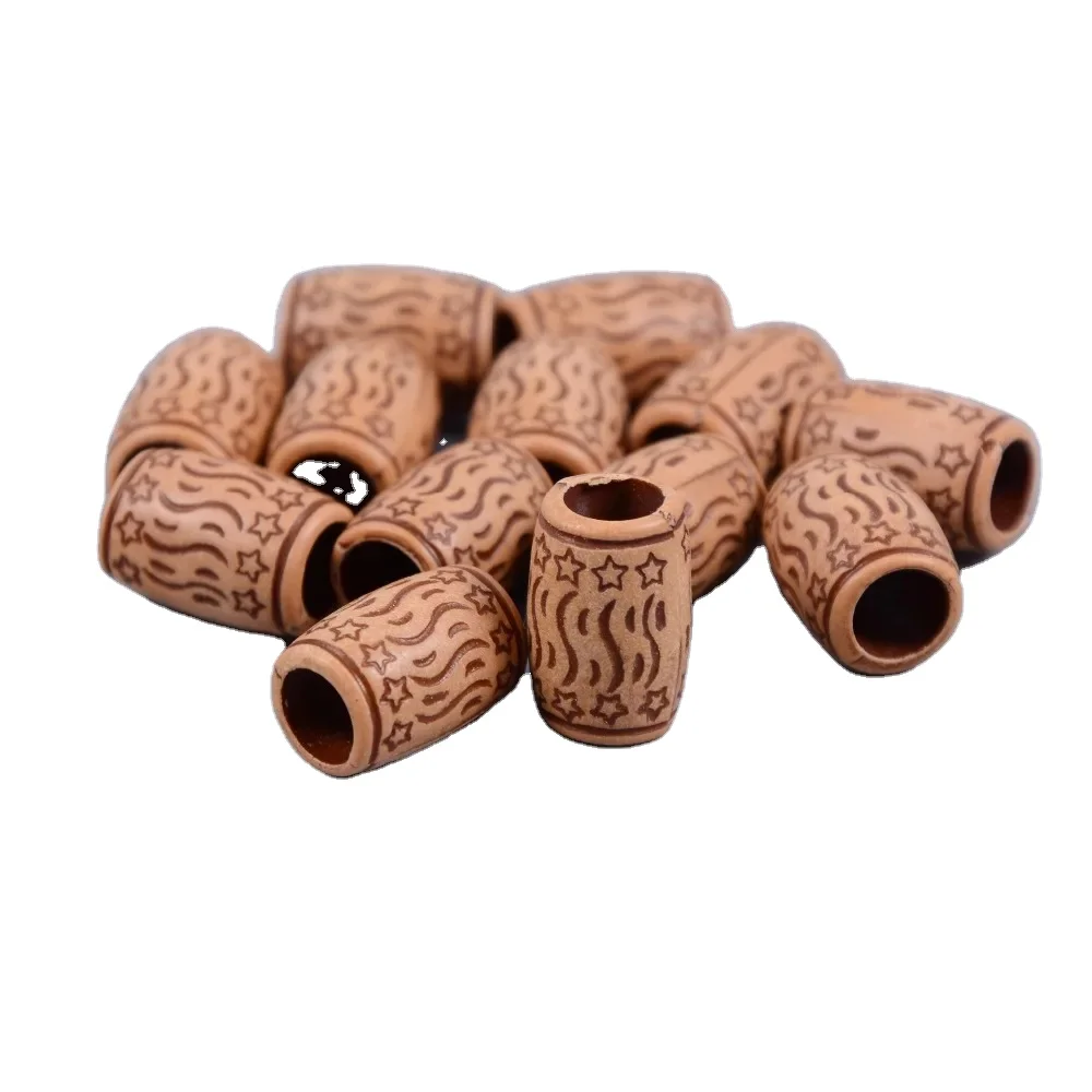 

Wholesale Price 100 Pcs Plastic Dreadlock Beads Hair Braiding Bead Retro Big Hole Tube Rings for Hair Extensions