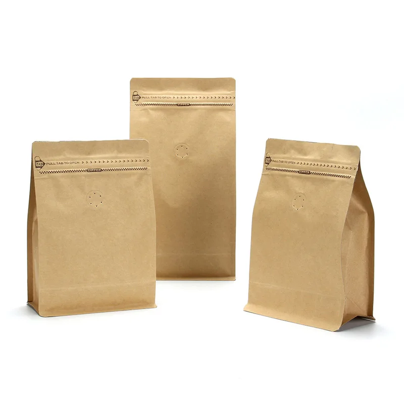 Thick Flat Bottom Coffee Bean Mylar Package Bags with Valve Aluminum Foil Side Gusset Zip Lock Coffee Bean Storage Bags 25pcs