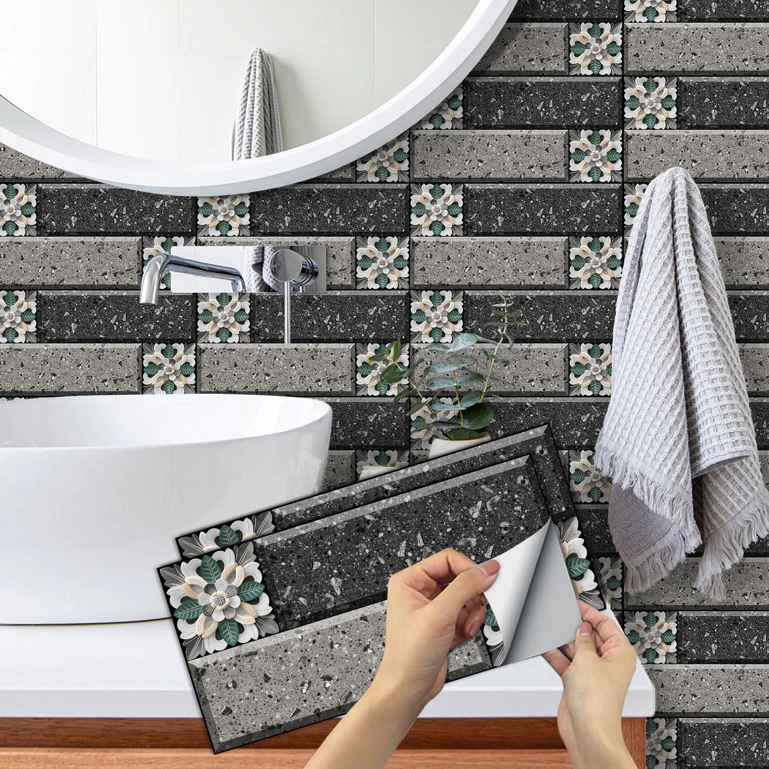 

Marble Peel and Stick Wall Tiles, Waterproof Self-Adhesive Backsplash for Kitchen Bathroom DIY Decor