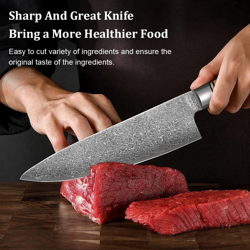 8-Inch Kitchen Knife Pro  67-layers Damascus Steel Sharp Cooking Knife for Meat Vegetable