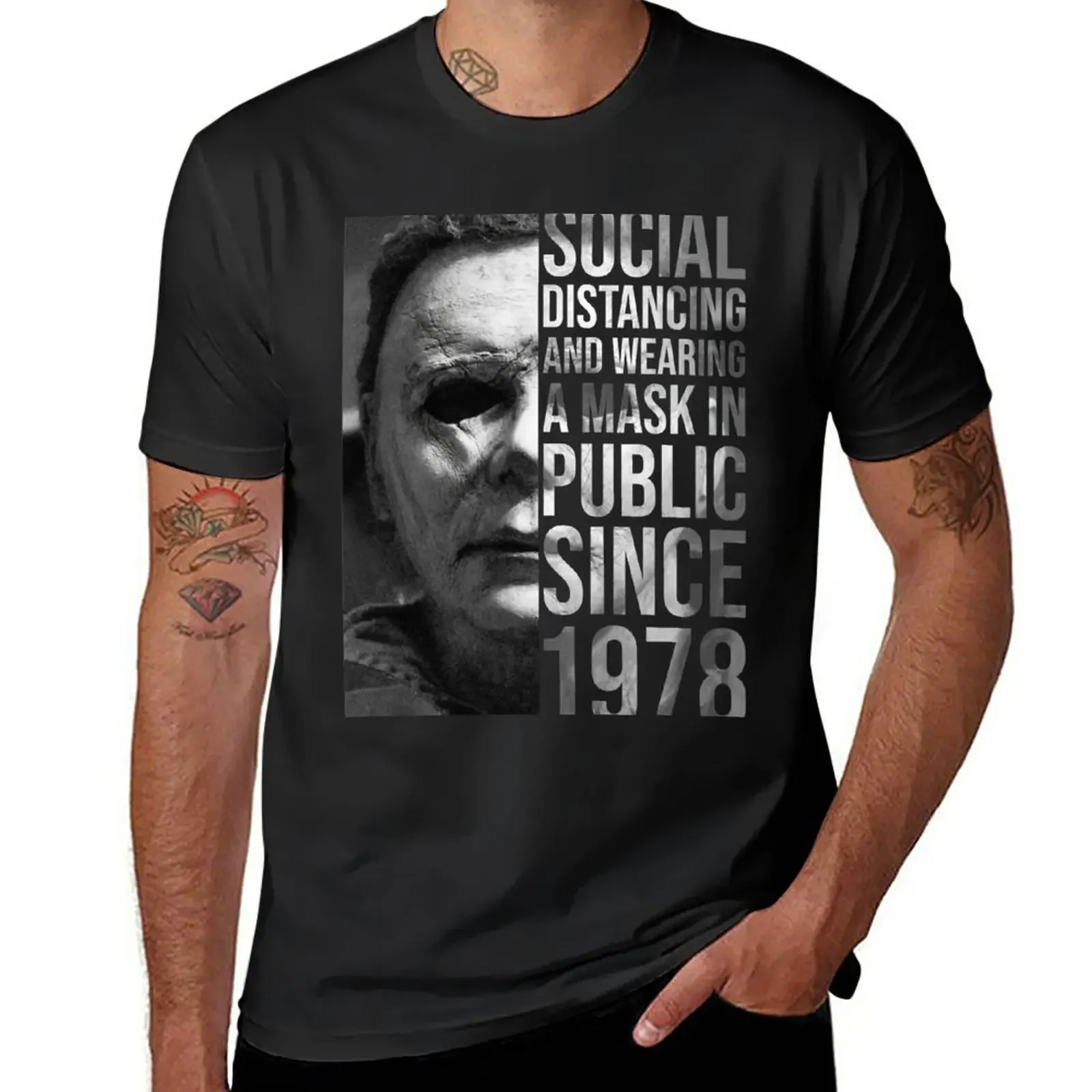 

M-ichael M-yers Social Distancing and Wearing A Mask in Public Since 1978 T-Shirt anime clothes anime t shirts for men graphic