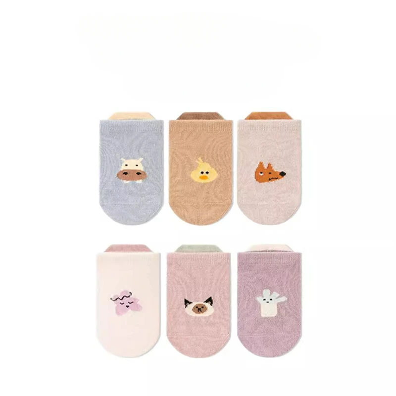 Home Baby Cartoon Animal Socks Spring/Summer New Products Children\'s Sock Thin Invisible Boys and Girls Shallow Mouth Boat Socks