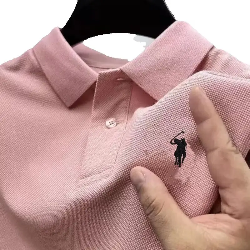 New men's high-quality embroidered logo short sleeved polo shirt, summer fashion, casual, comfortable, breathable T-shirt top