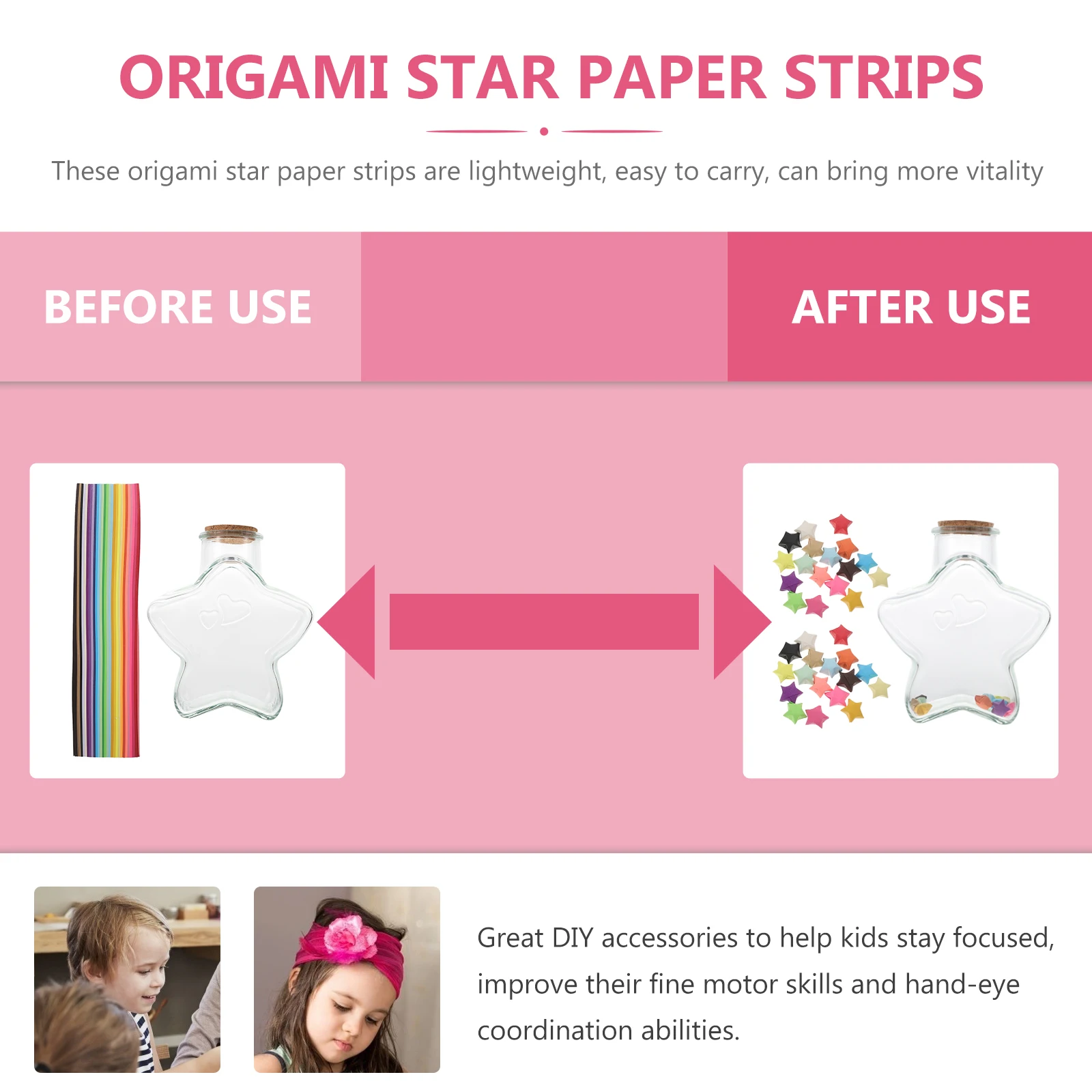 

1 Set Origami Star Strips For Diy Glass Jar Decor Kids Party Craft Prime Material Fine Motor Skills Development Indie Room Decor
