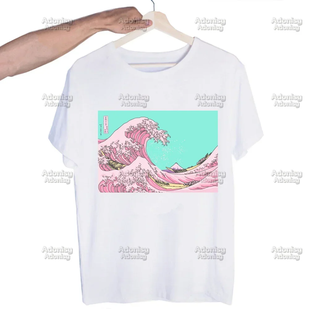 

The Great Wave of Aesthetic Men's Tshirt Cute Printing Shirt Mens Fashion T-Shirt For Men Casual Tops Short Sleeve