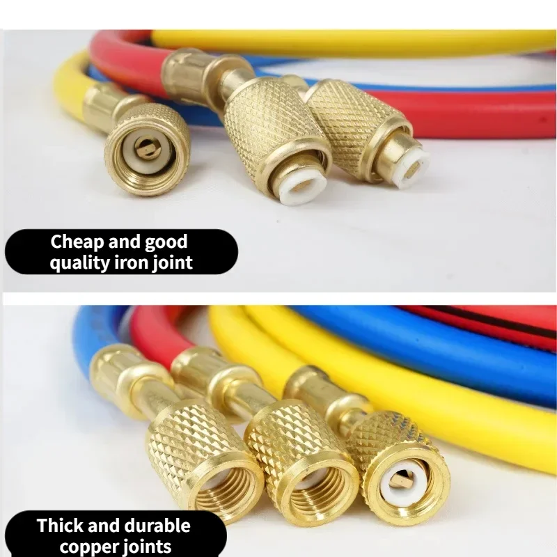 0.9M-1.8M AC Charging Hose Tube Kit Hose Low Loss Fittings for R134 R22 Refrigerant Air Conditioning Manifold Gauge