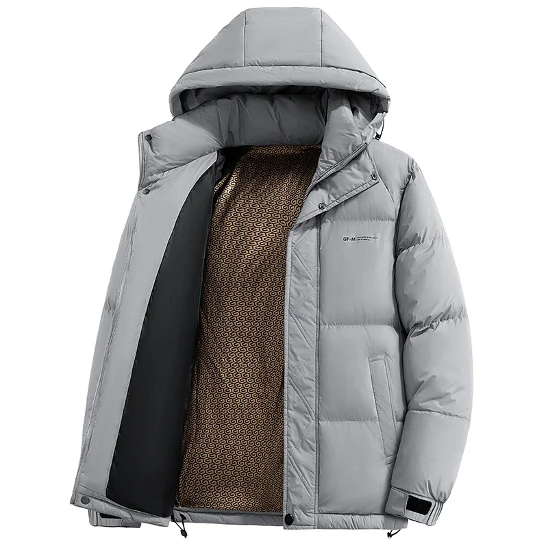 

New Winter Cotton Padded Jacket Men's Hooded Loose Casual Cotton-padded Jacket Men's Thickened Graphene Black Gold Warm Coat