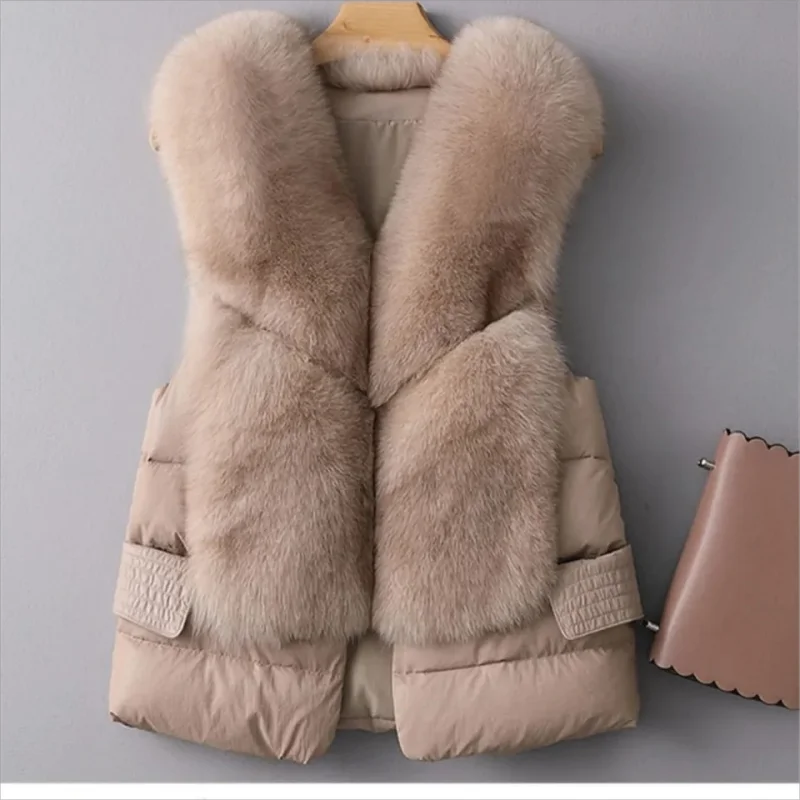 

Fur vest women's short down imitation fox slim temperament jacket 2023 new autumn and winter fashion