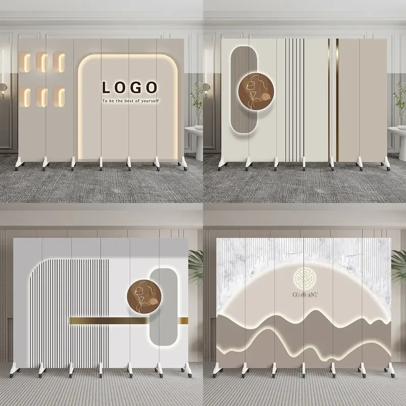 Foldable Room Divider with Wheels Mobile Privacy Screen for Salon Office Bedroom Living Space Portable Partition Panel