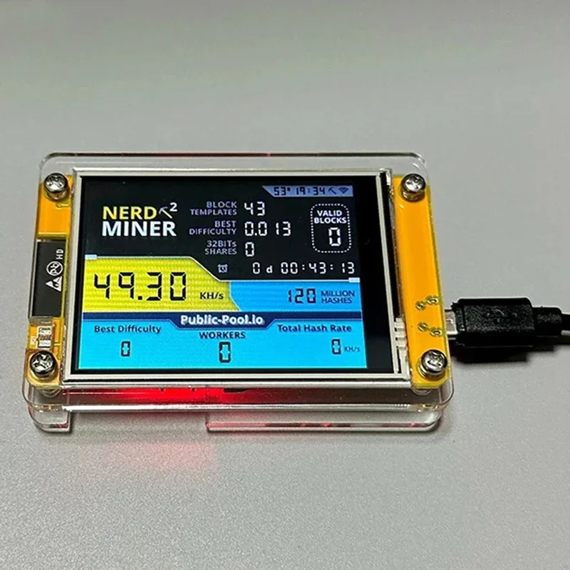 Brand New Nerdminer V3 2.8-Inch BTC Solo Lottery Miner Nerd Crypto Bitcoin Miner Solo Machine