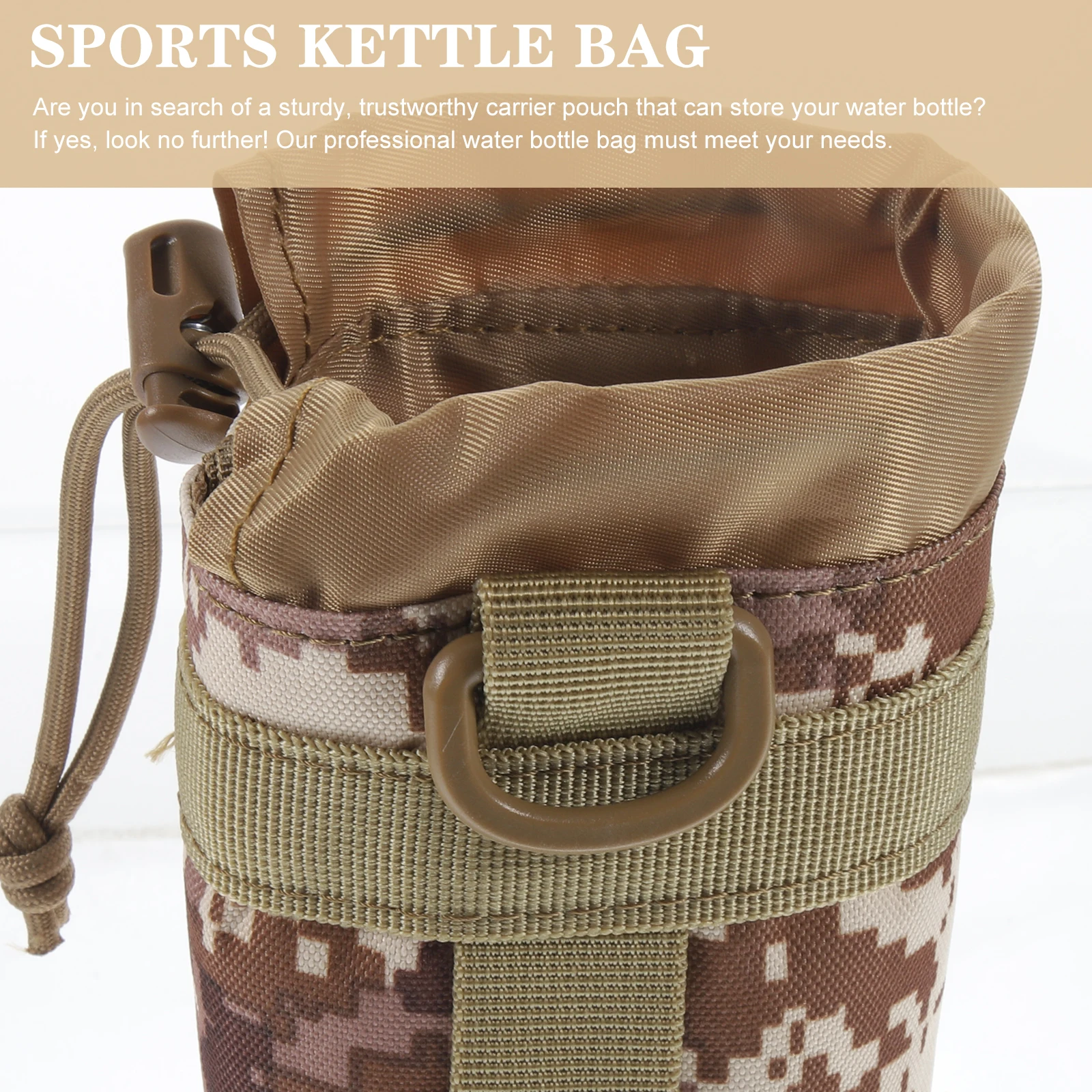

2pcs Camo Water Bottle Bag Portable Nylon Water Bottle Carrier For Hiking Camping Trekking Outdoor Backpack Attachment Durable