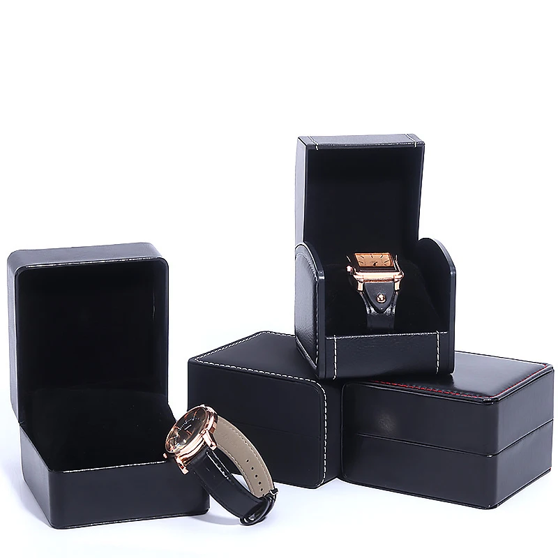 Customized Logo Rounded Corner Pu Car Line Watch Case Box Pu Leatherwear Watch Packing Box Storage Organizer Display Box Gift