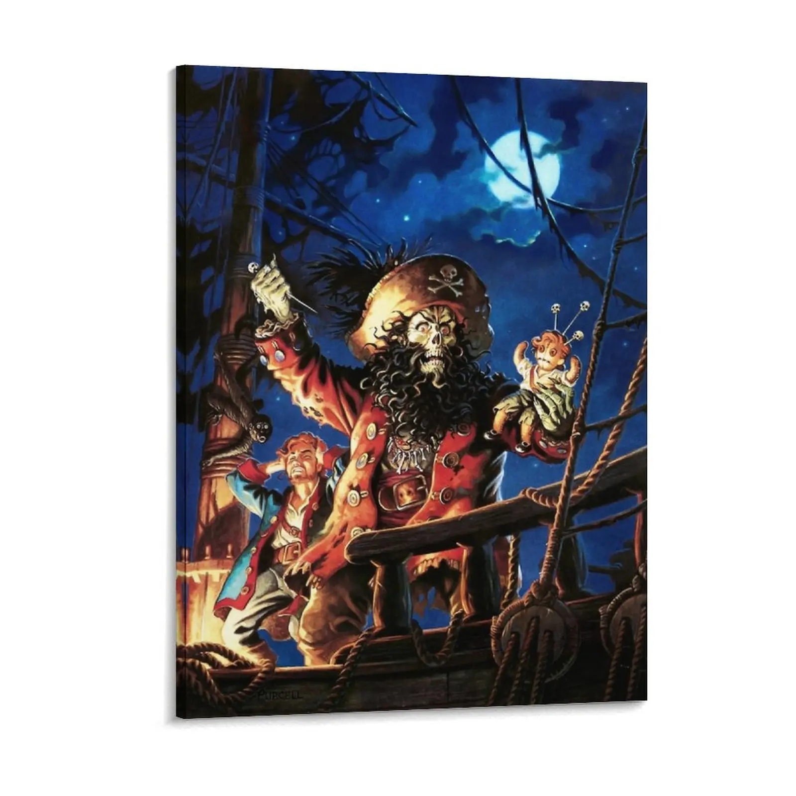 Monkey Island 2 Lechuck's Revenge High Contrast Canvas Painting Personalized Living Room Monkey Island Framed Wall Painting