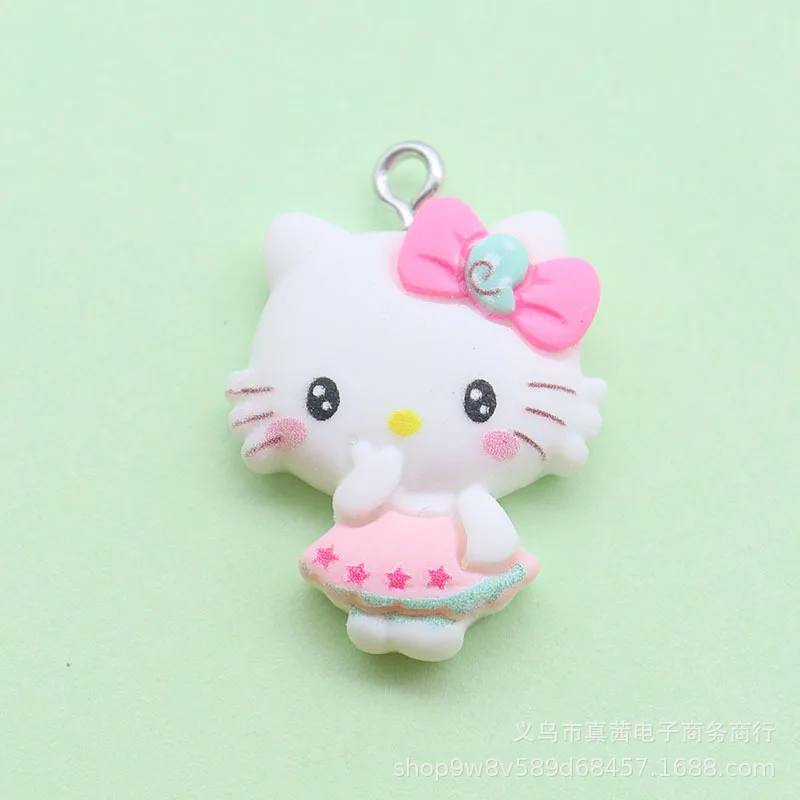 Sanurgente-Mignon pendentif Hello Kitty, ornement de cheveux, ornement de main, boucles d'oreilles, pendentif en résine, bijoux à bricoler soi-même, accessoires pour filles, cadeaux