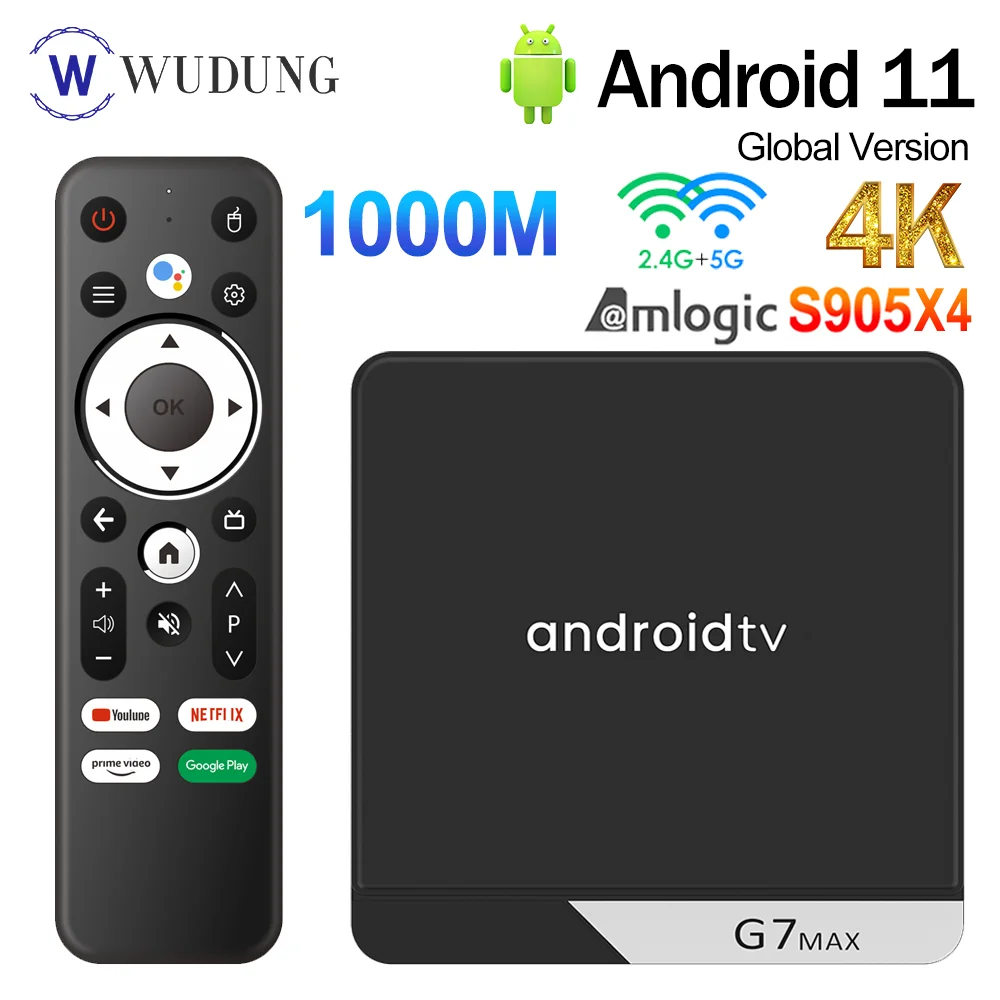 G7 Max Smart TV Box Android 11 S905X4 4GB 64GB 1000M AV1 4K HD 2.4GHz/5GHz Dual Wifi USB3.0 Set Top Box Media Player 4GB 32GB