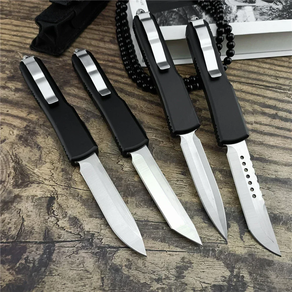 AU TO Tactical Knife High Hardness D2 Blade Aluminum Alloy Handle Self Defense EDC Tool Survival Combat Utility Knife