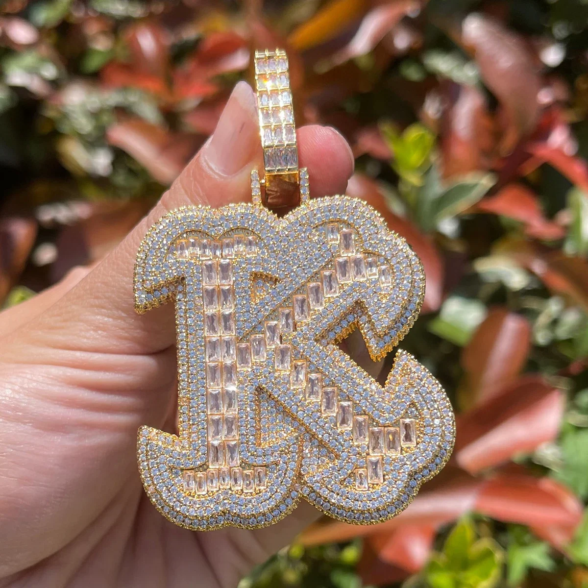 TopBling Letter Iced Out Initial Necklace for Women Single Charms 26  Alphabets Hip Hop Jewelry