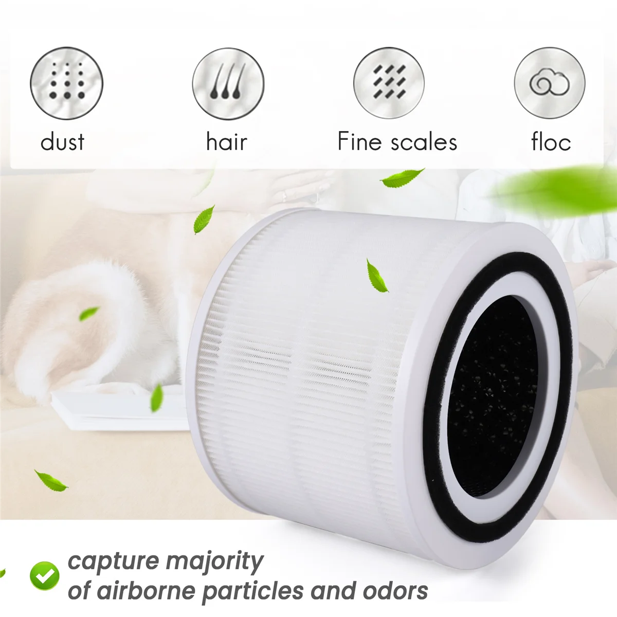 مرشحات الهواء Core 300 استبدال فلتر HEPA الحقيقي لأجهزة تنقية الهواء LEVOIT Core 300 Core 300-RF 1 Pack