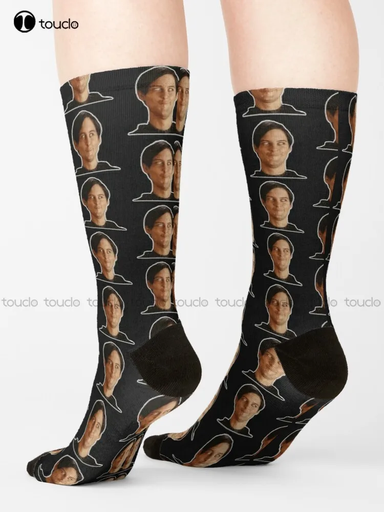 Tobey Bully Maguire Peter Parker Meme Socks Mens Socks Black Unisex Adult Teen Youth Socks Christmas Gift Custom Hd High Quality