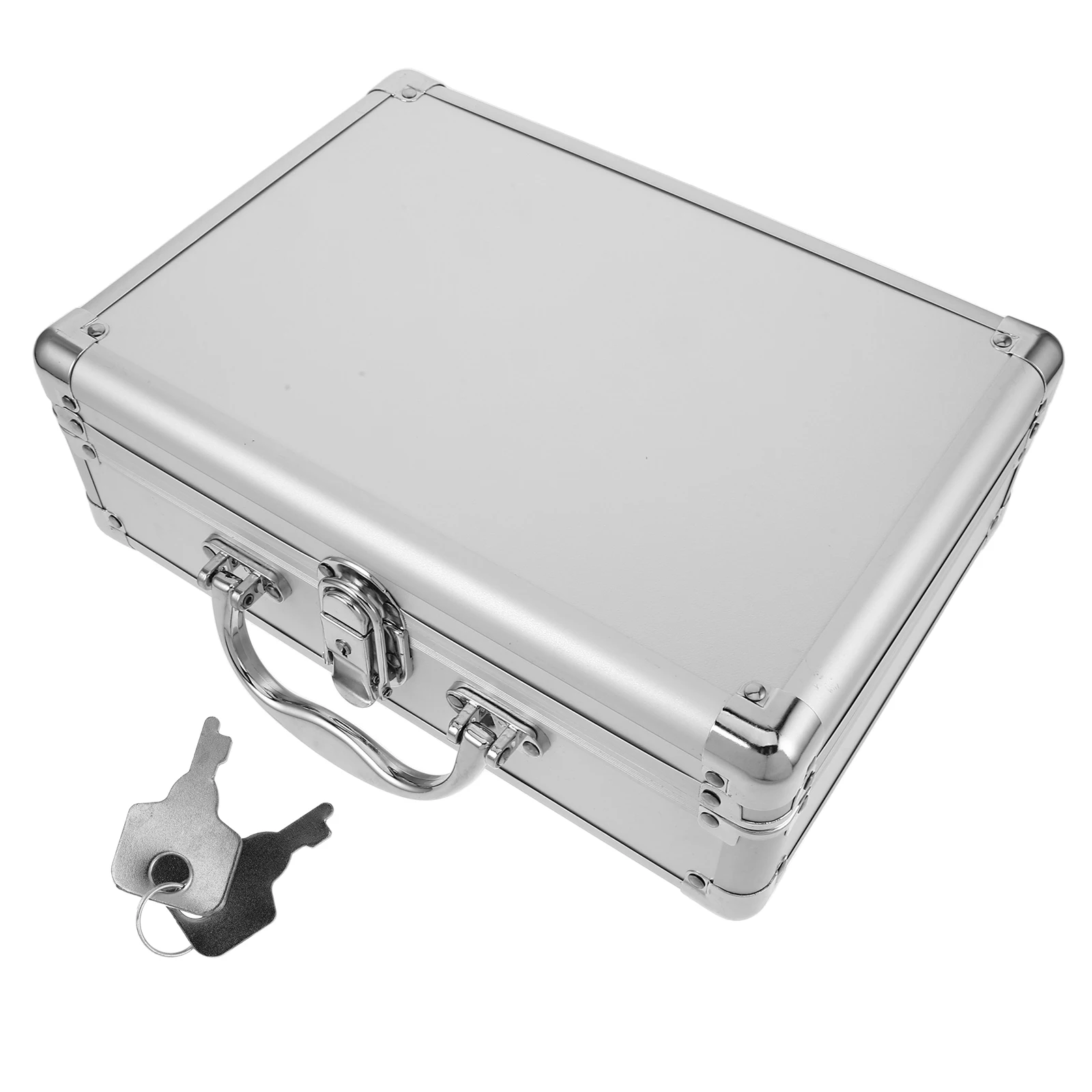 

Multifunctional Storage Box Key Lockbox Hard Shell Silver Aluminum Alloy Travel