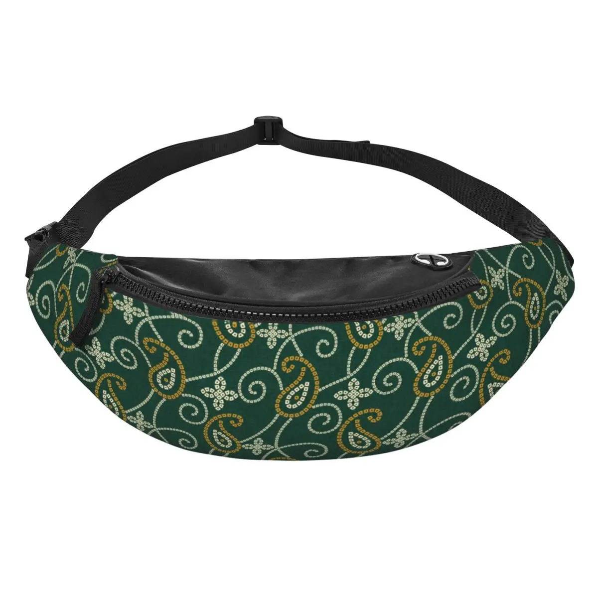 Custom Ethnic Bohemia Style Paisley Fanny Pack for Women Men Cool Crossbody Waist Bag Cycling Camping Phone Money Pouch