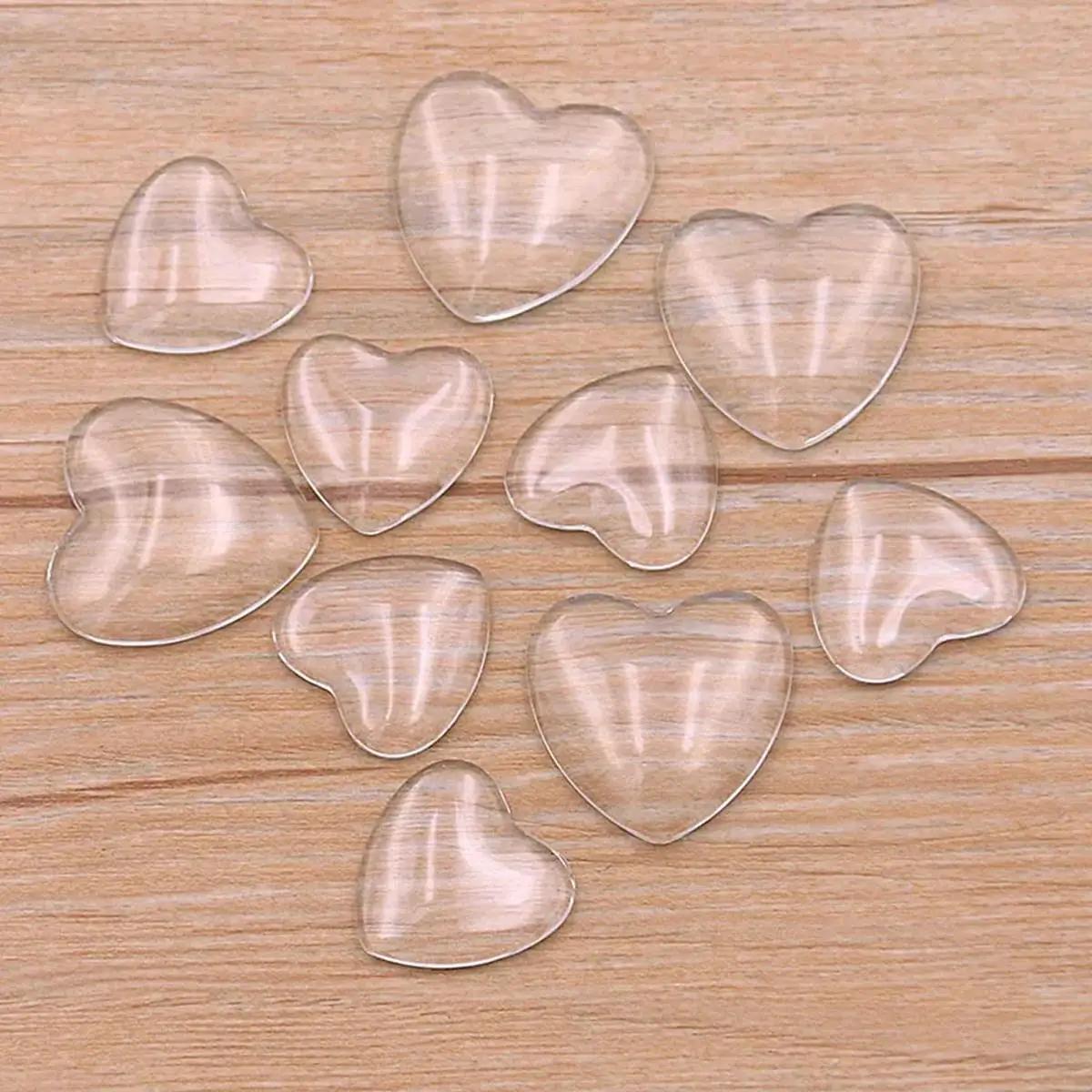 500 Stück klare Glaskuppel-Cabochons, Liebesherzform, 8–18 mm, DIY-Schmuck, Bastelzubehör, Souvenir, Festival, Geschenkzubehör – Detail 2