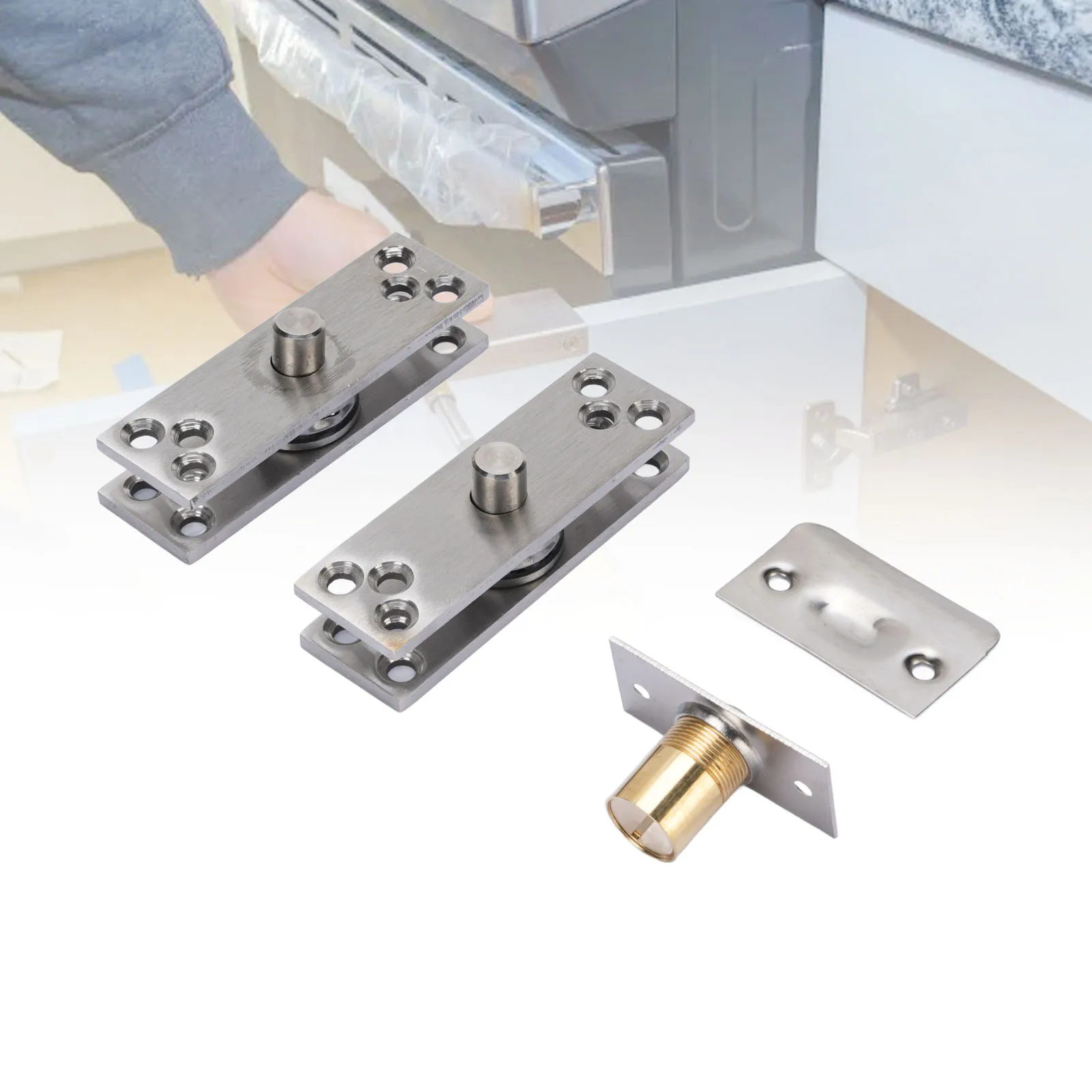

Pivot Hinge Door Hinge 360 Degree Rotation High Strength Thickened Pivot Column Stainless Steel for Home Renovation