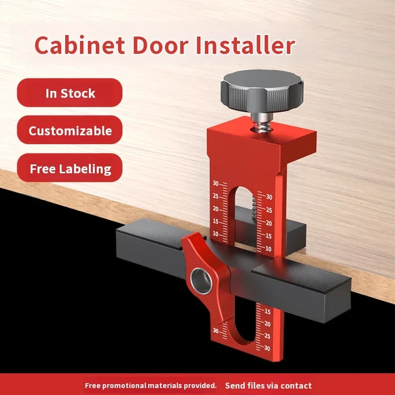 Cabinet Door Installation Jig Aluminum Alloy Drilling Guide for Wardrobe Doors, Wall Cabinet Positioning and Leveling