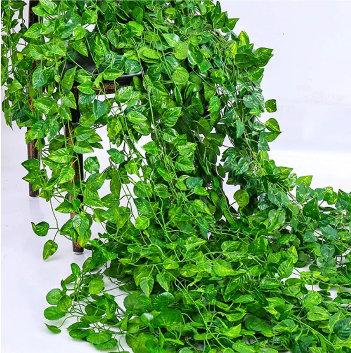 100/2M Artificial Green Ivy Vine Garland Fake Leaf Plants Rattan Hanging Creeper Garlands for Garden Wedding Party Wall Decors - view 2