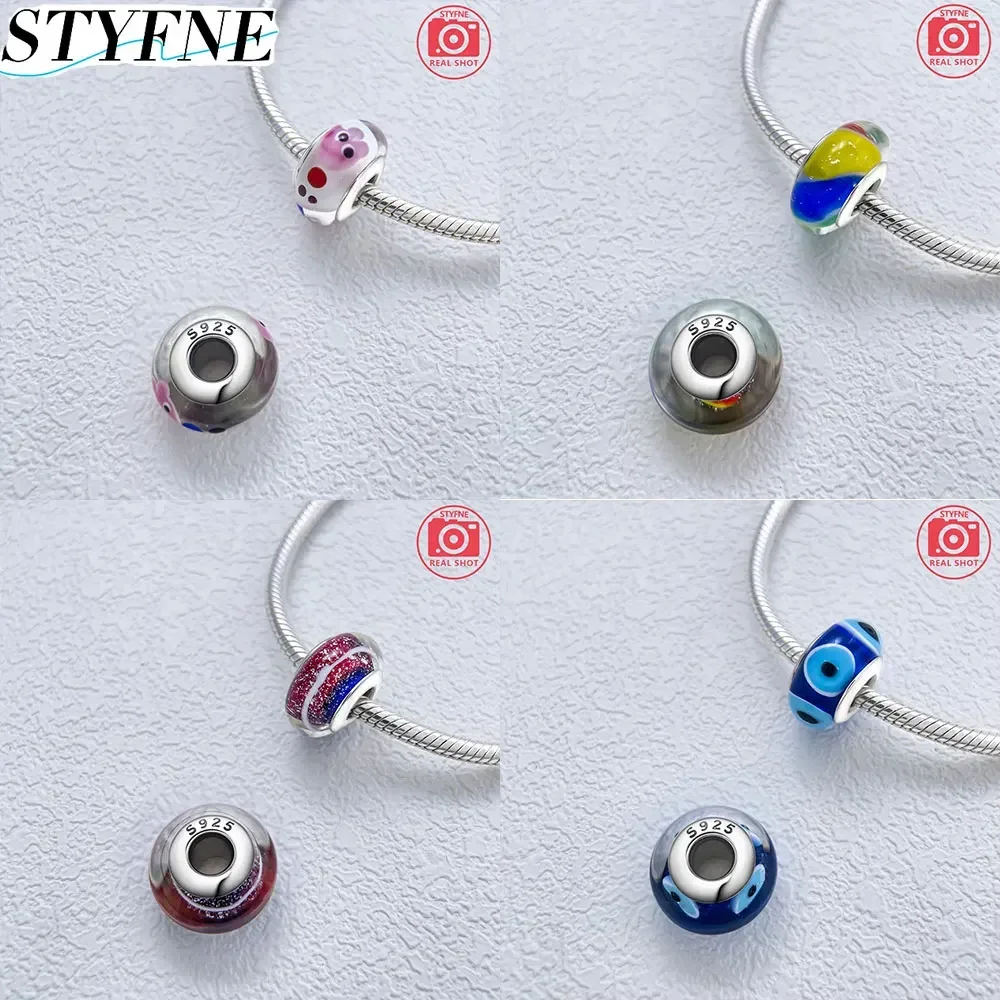 925 Sterling Silver Original Shiny New Mini Pattern Murano Turtle Rabbit Glass Beads per le donne creazione di gioielli con bracciale fai da te