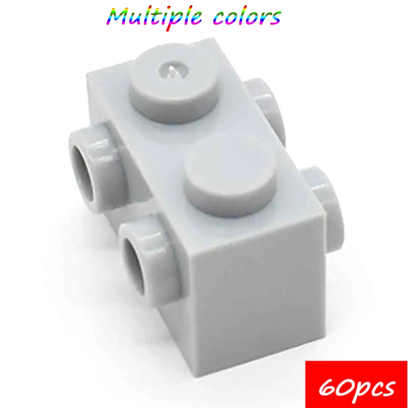 MOC – Kit de blocs de construction modifiés 1x2, 60 pièces, 52107, avec goujons sur deux côtés, briques, Puzzle de particules, jouets DIY, cadeau d'anniversaire pour enfants