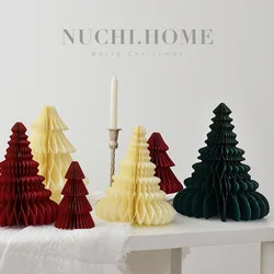 Natale creativo Mini albero di natale decorazione a nido d'ape Origami pieghevole spazio domestico Layout decorazione natalizia