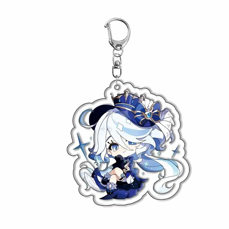 Genshin Impact Sigewinne Arlecchino Charlotte Keychain Anime Game Backpack Pendant Acrylic Accessories