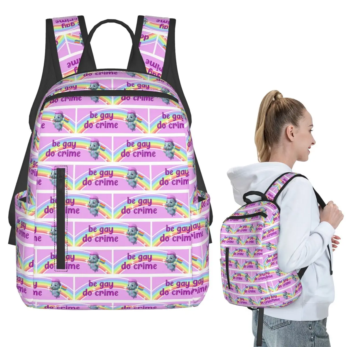

Be Gay Do Crime Backpack Student BookBag Kids School Bag Laptop Shoulder Bags Boys Girls