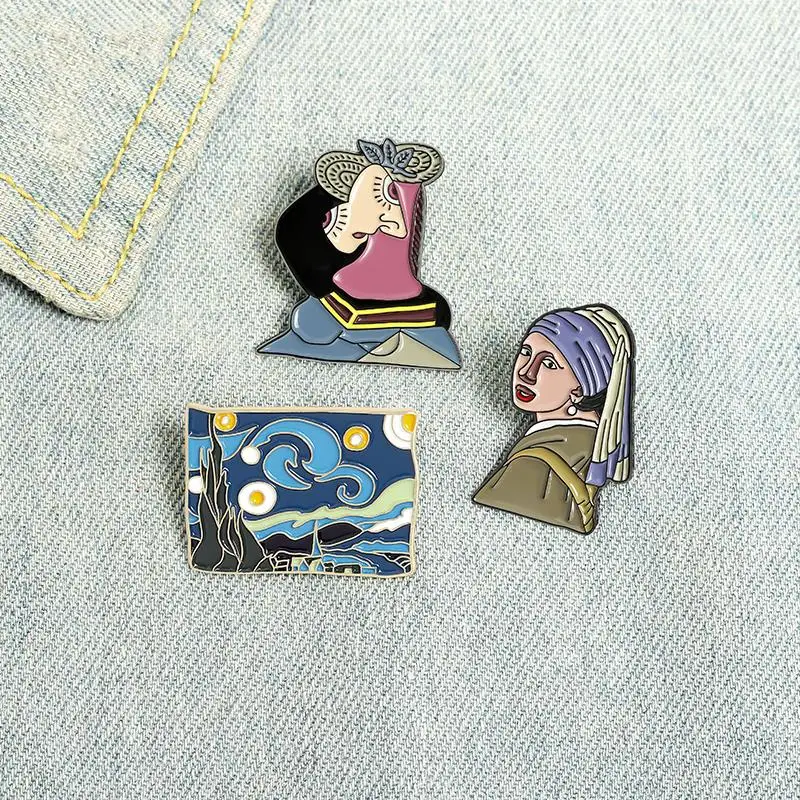 Знаменитая-эмалированная-булавка-«Звездная-ночь»-dream-het-meisje-met-de-parel-броши-сумка-булавка-на-лацкан-художественный-значок-ювелирное-изделие-на-заказ-подарок