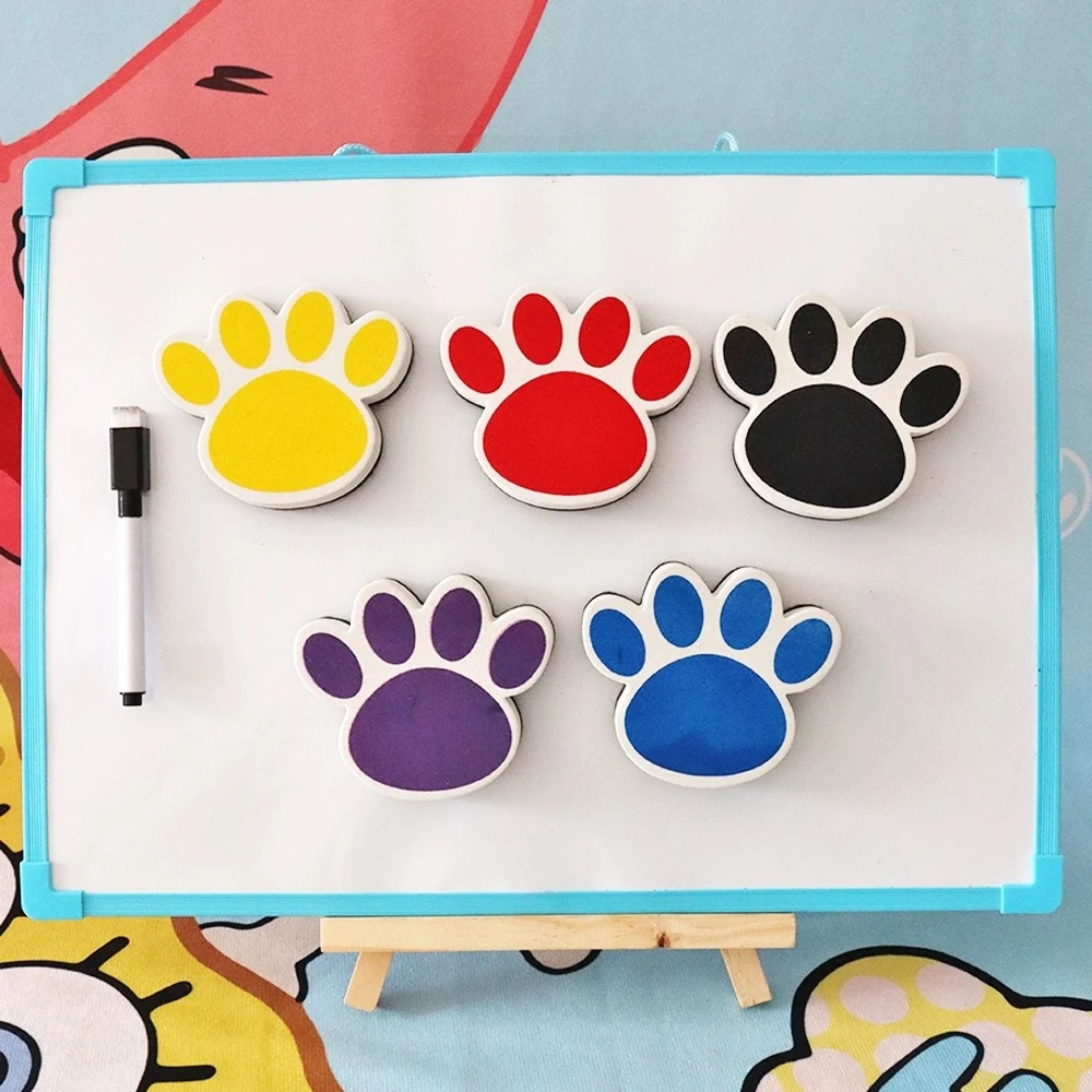 2pcs Magnetic Dry Erase Eraser Paw Shaped Whiteboard Eraser Small Fun Cute Dry Eraser For Classroom Students Supplies