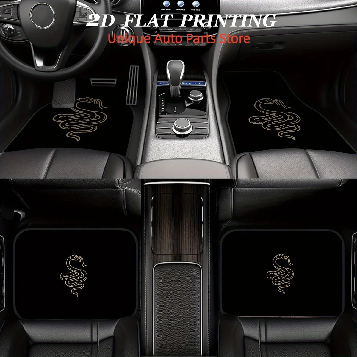4pcs for Snake Emblem Car Floor Mats - Durable Polyester, Easy to Clean, Fit for Sedans, Trucks, SUVs - Stylish & Des