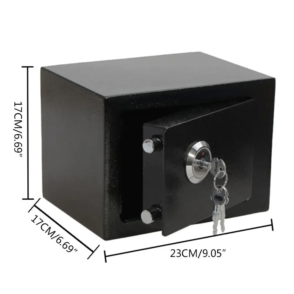 صندوق أمان صغير آمن ومفتاح من الحديد الصلب القوي الاحترافي والمتين للمجوهرات المنزلية والمكتبية باللون الأسود