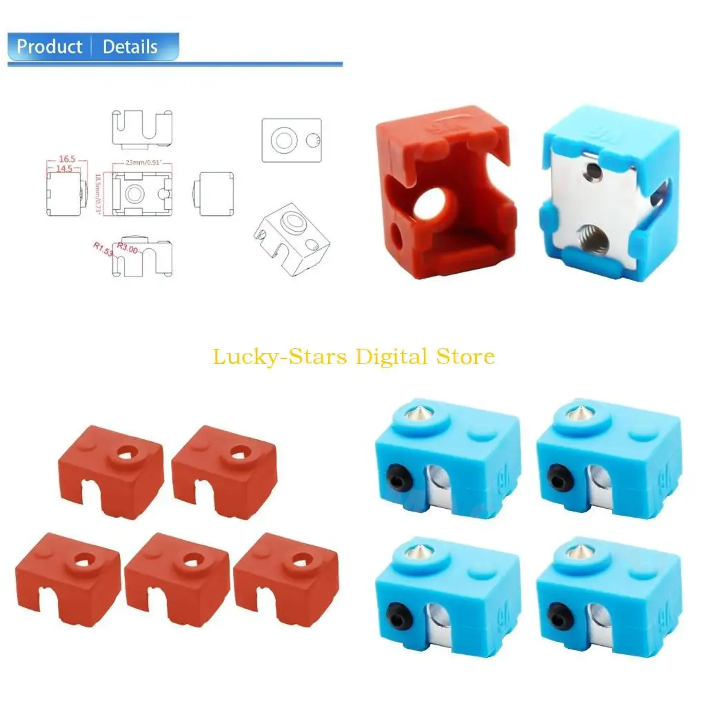 

T3EE Printer CR10 MK8 MK9 Silicone Sock Heater Block for Case Hotend Extruder Nozzle Silicone Cover for Heated Block 5Pcs