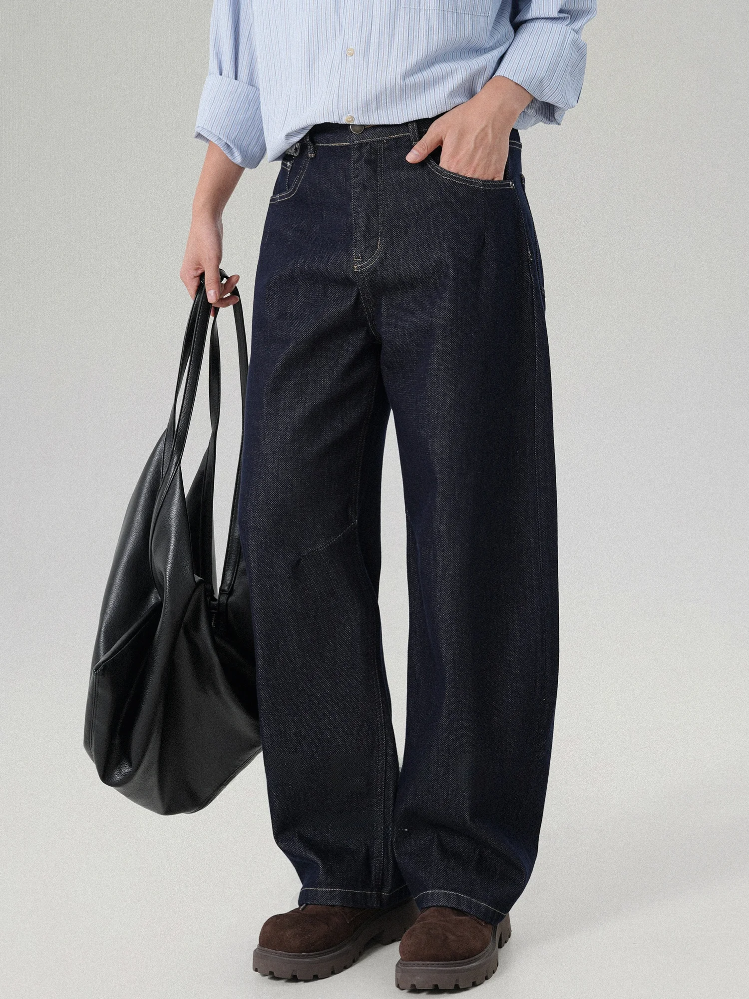 Men's Loose Wide Leg Casual Jeans Drapey  Cotton Blend Outdoor Versatile Comfortable Long Pants Original Denim Style
