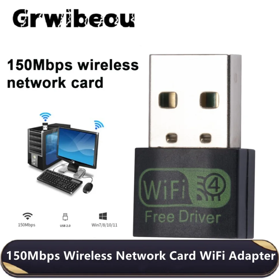 Adaptador inalámbrico de tarjeta de red de 150Mbps, Mini receptor USB Wifi, 2,4 GHz, para PC, escritorio, portátil, Win7, 8, 10, 11