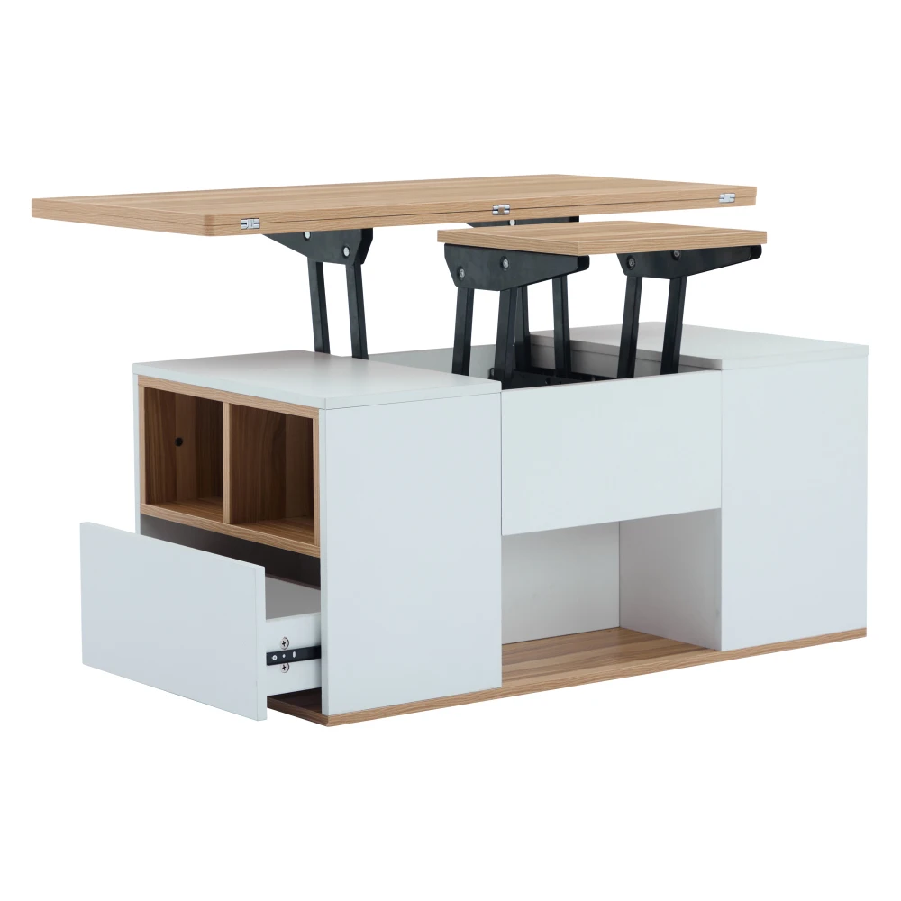 Moderner Couch-Couchtisch mit Dual-Lift-Mechanismus, versteckter Stauraum, Tragfähigkeit bis zu 50 kg, ideal für kleine Räume – Detail 10